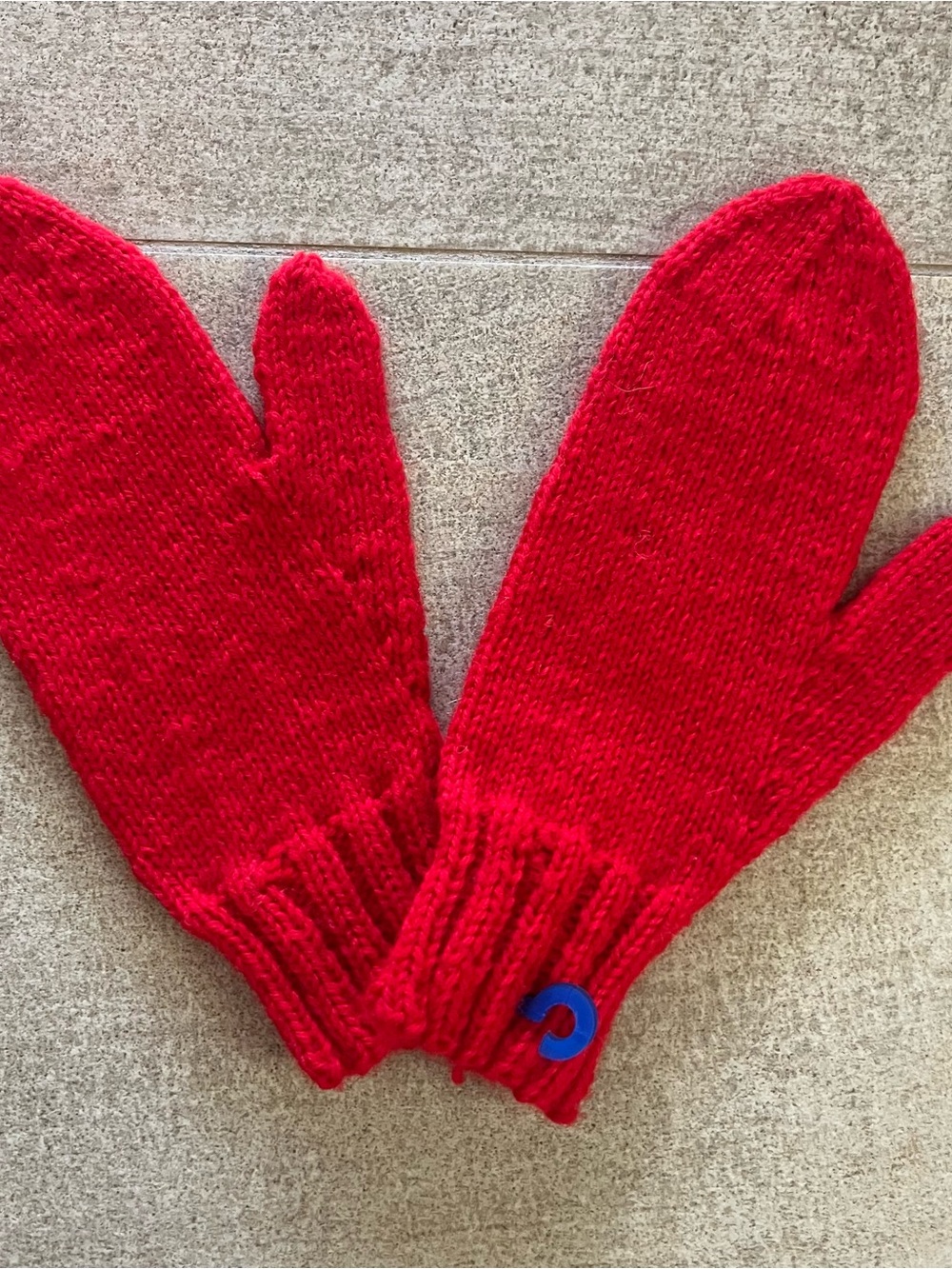 Cozy Red Knit Mittens - Brand Unspecified